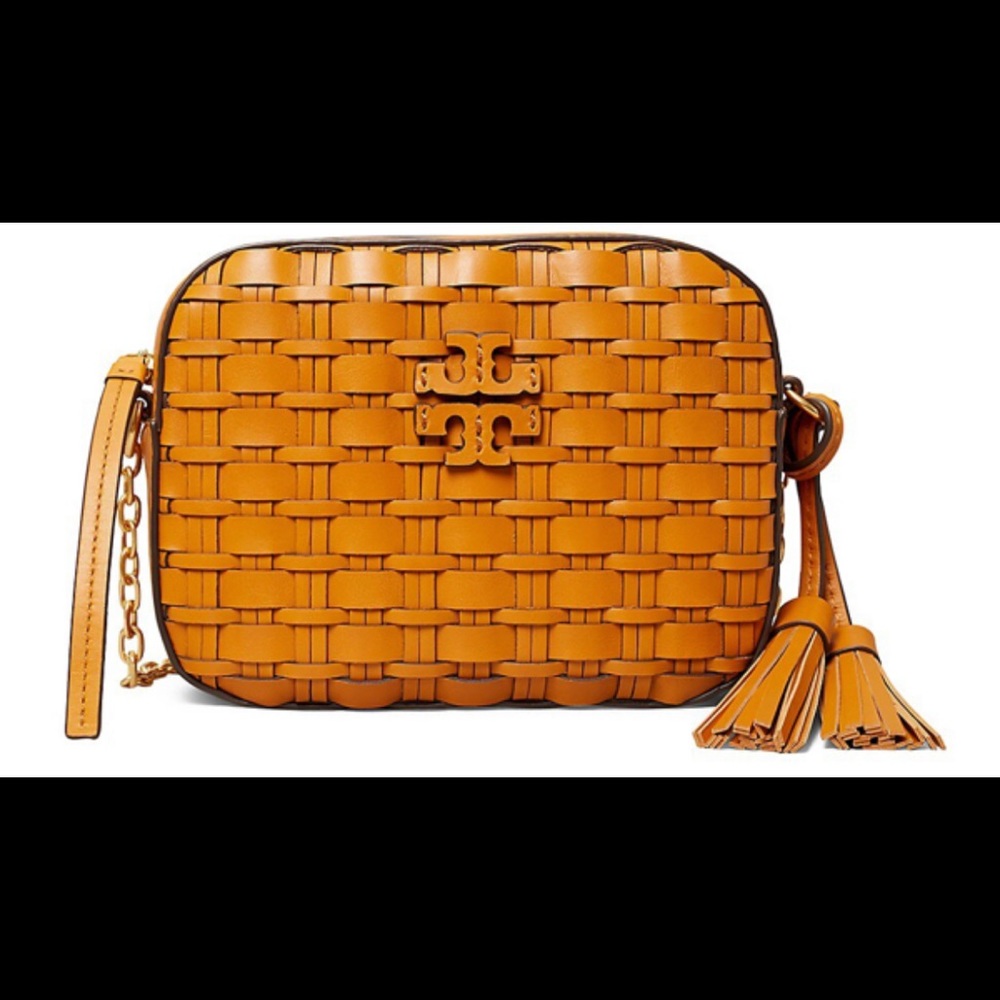 Tory Burch McGraw Leather Woven Camera Bag